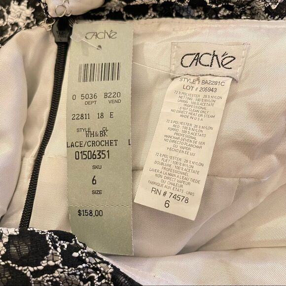 Cache Black & White Lace Tulle Cocktail Dress 6 NWT - Picture 5 of 5